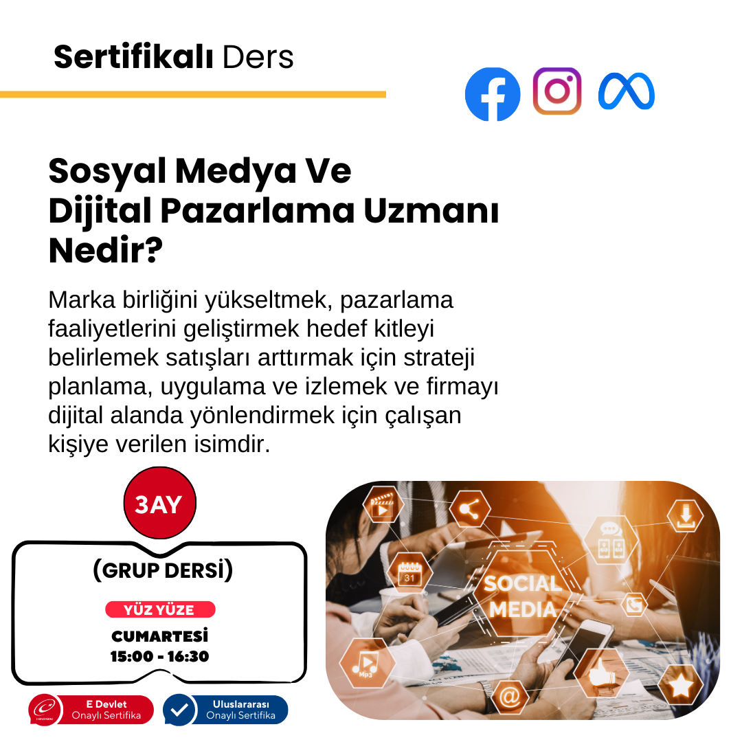 Sosyal Medya ve Dijital Pazarlama Profesyonel Uzmanlık - Yüz Yüze