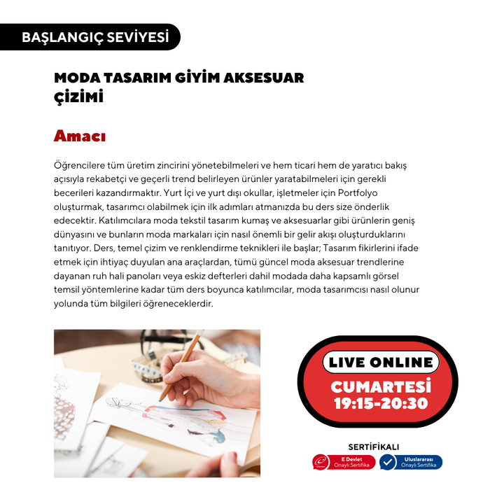 Fashion Garment Design Accessories Drawing and Pattern Development (Online)