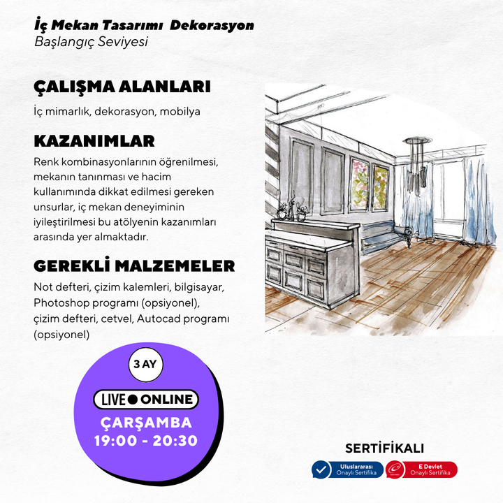 İç Mekan Tasarımı ve Dekorasyonu  (Temel Seviye)