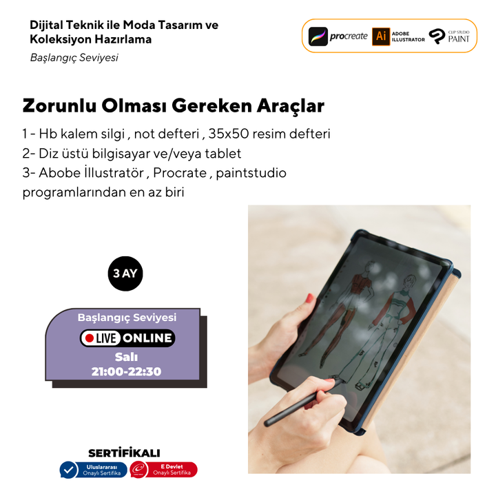 Fashion Design and Collection Preparation with Digital Technique Beginner Level (online)