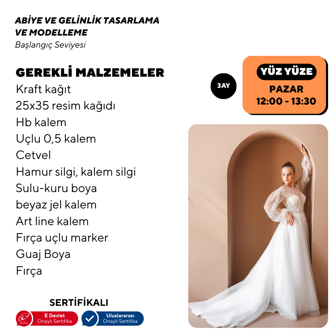 Evening Dress and Wedding Dress Design and Modeling (Face to Face)