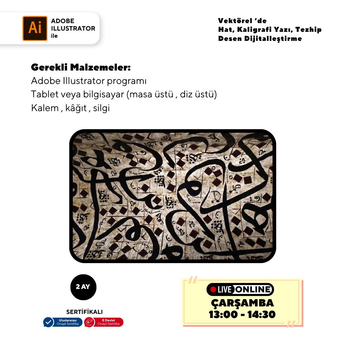 Calligraphy, Writing, Illumination, Pattern Digitization in Vector (Online)