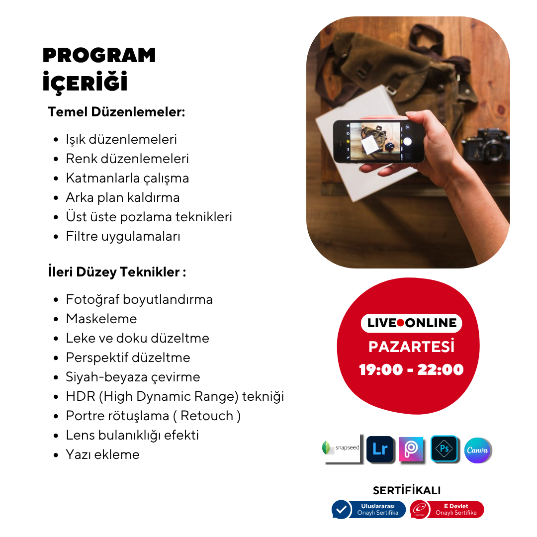 Sosyal medya ve e-ticaret için mobilden fotoğraf düzenleme  -Online