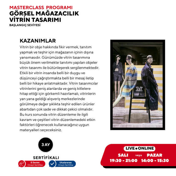 Görsel Mağazacılık ve Vitrin Tasarımı  (Masterclass Eğitim Programı)
