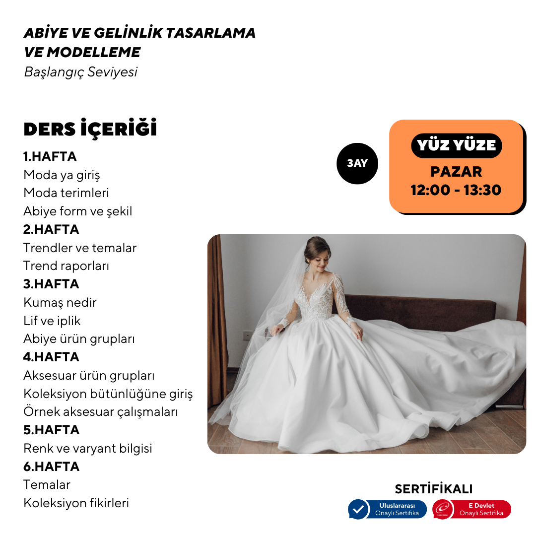 Evening Dress and Wedding Dress Design and Modeling (Face to Face)