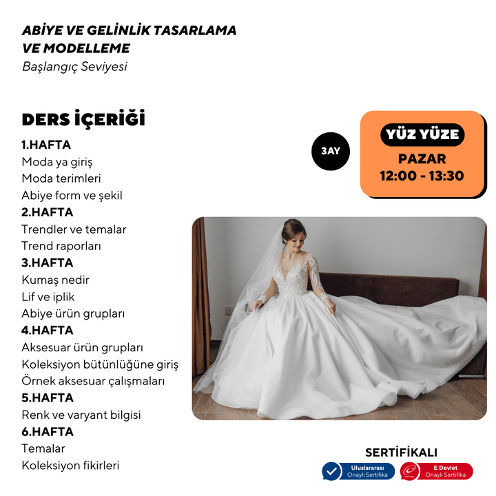 Evening Dress and Wedding Dress Design and Modeling (Face to Face)