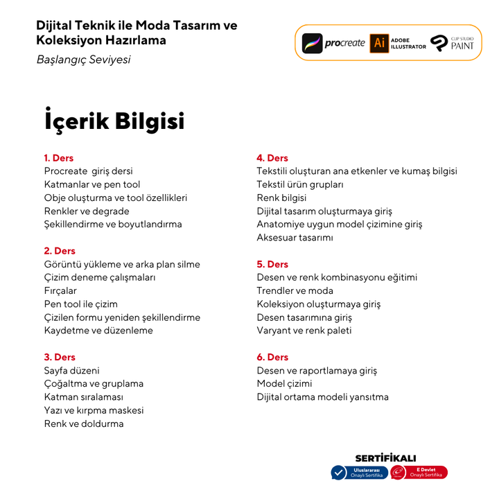 Fashion Design and Collection Preparation with Digital Technique Beginner Level (online)