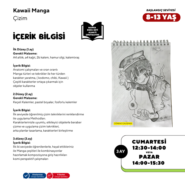 Kawaii Manga Çizim  (8-13 Yaş) - Yüz Yüze