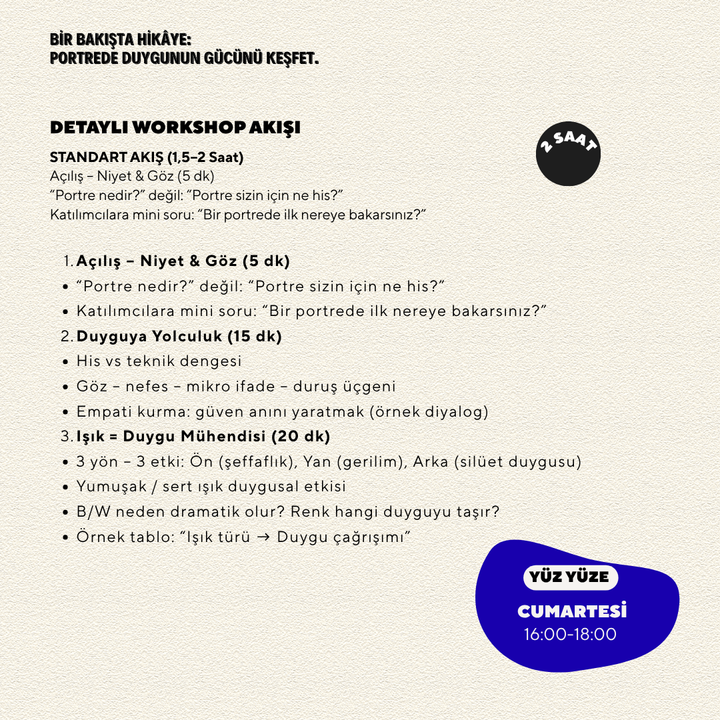 Portre Çekim İncelikleri ve Söyleşi Workshop