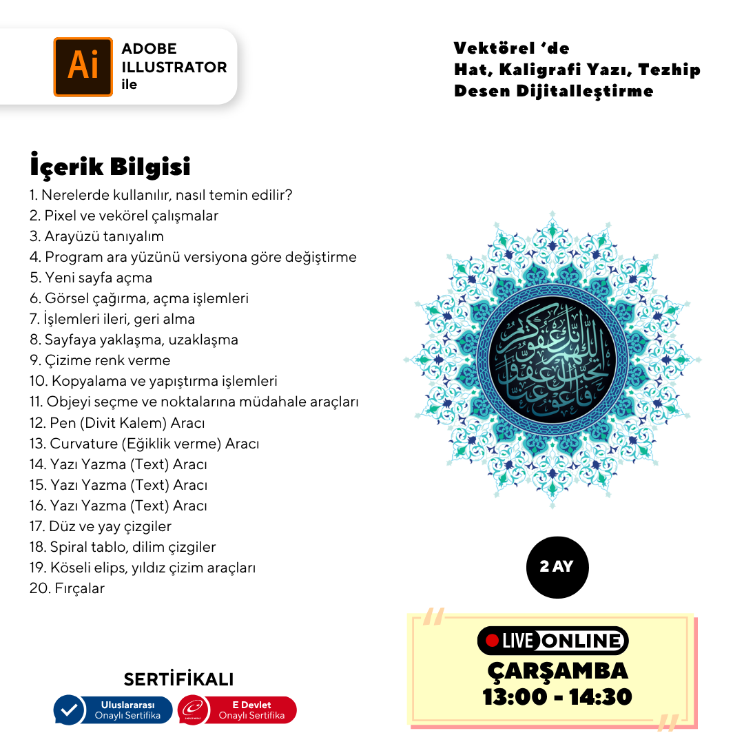 Calligraphy, Writing, Illumination, Pattern Digitization in Vector (Online)