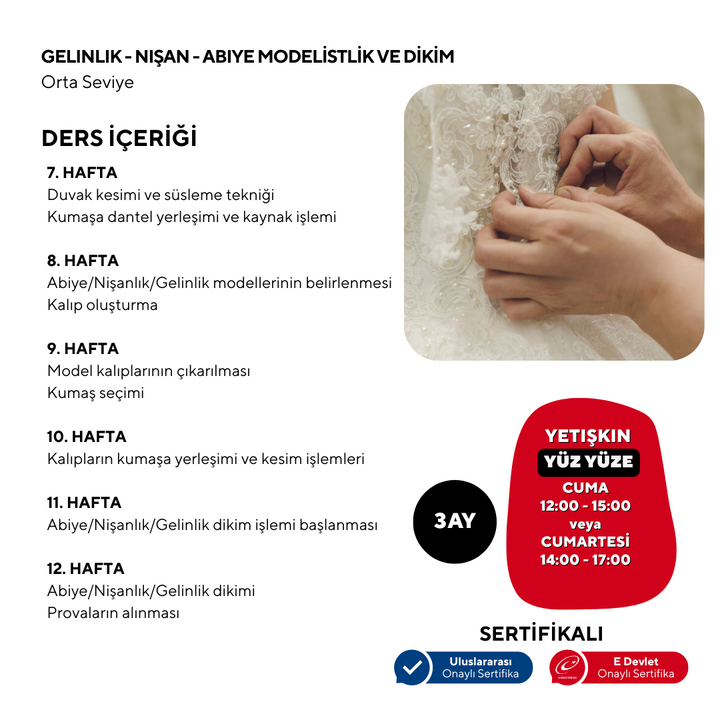 Gelinlik-Nişan-Abiye Elbise Modelistlik Ve Dikim  (Orta Seviyesi)