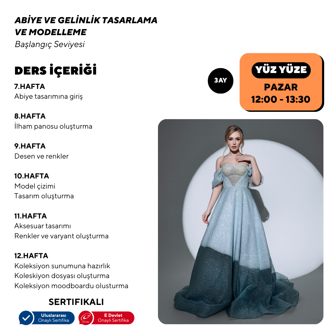 Evening Dress and Wedding Dress Design and Modeling (Face to Face)