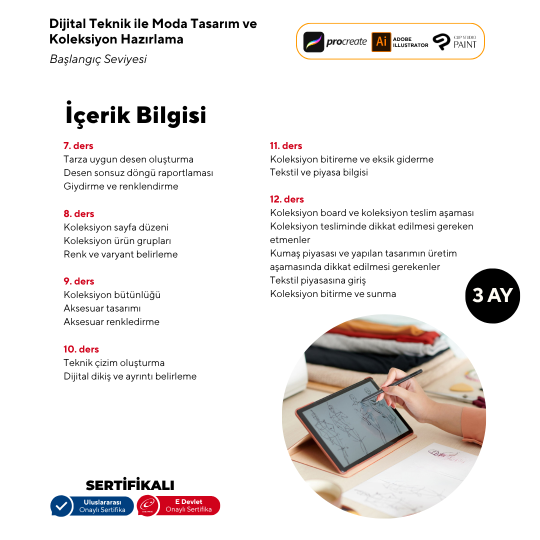 Beginner Level Fashion Design and Collection Preparation with Digital Techniques (Face to Face)