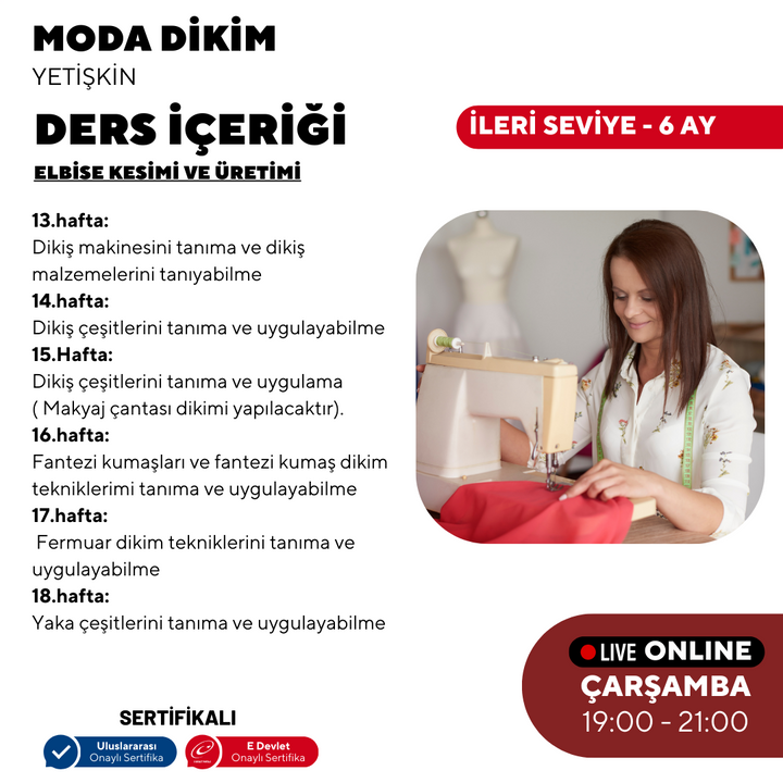 Fashion Sewing - (Advanced Level) - Online 