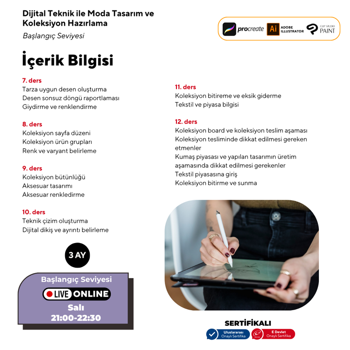 Fashion Design and Collection Preparation with Digital Technique Beginner Level (online)