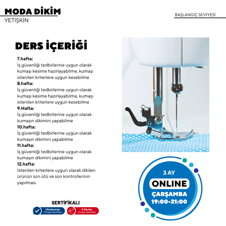 Fashion Sewing - (Beginner Level) - Online 