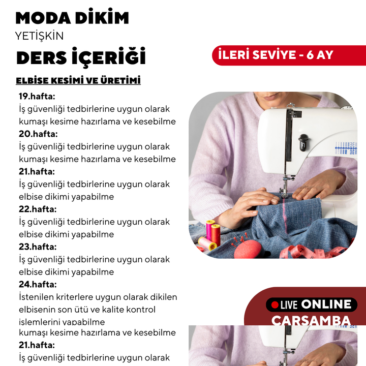 Fashion Sewing - (Advanced Level) - Online 