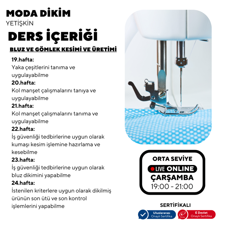 Fashion Sewing - (Intermediate Level) - Online 